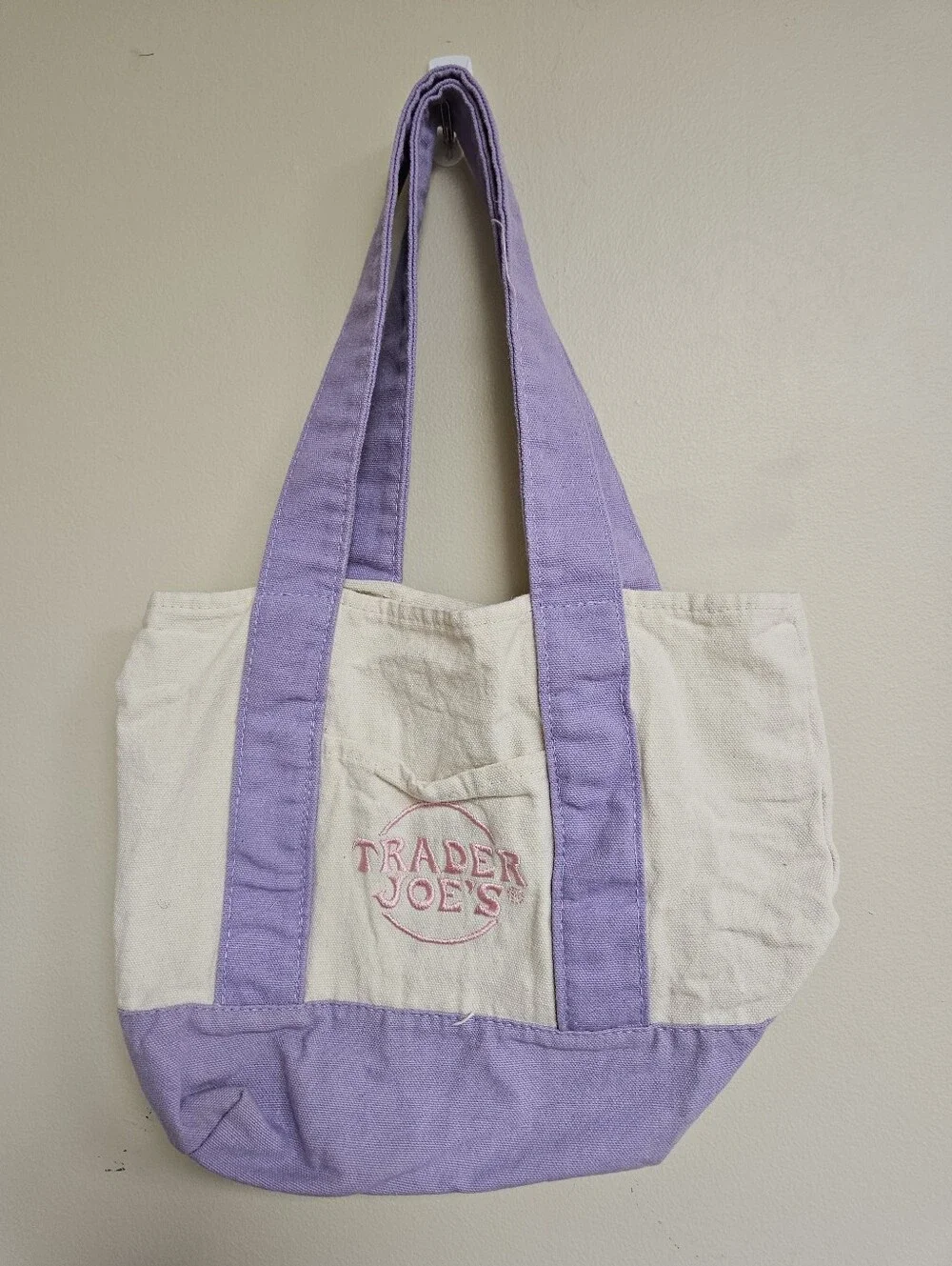 Trader Joe’s Mini Tote Bag Canvas Pastel Limited Edition Purple